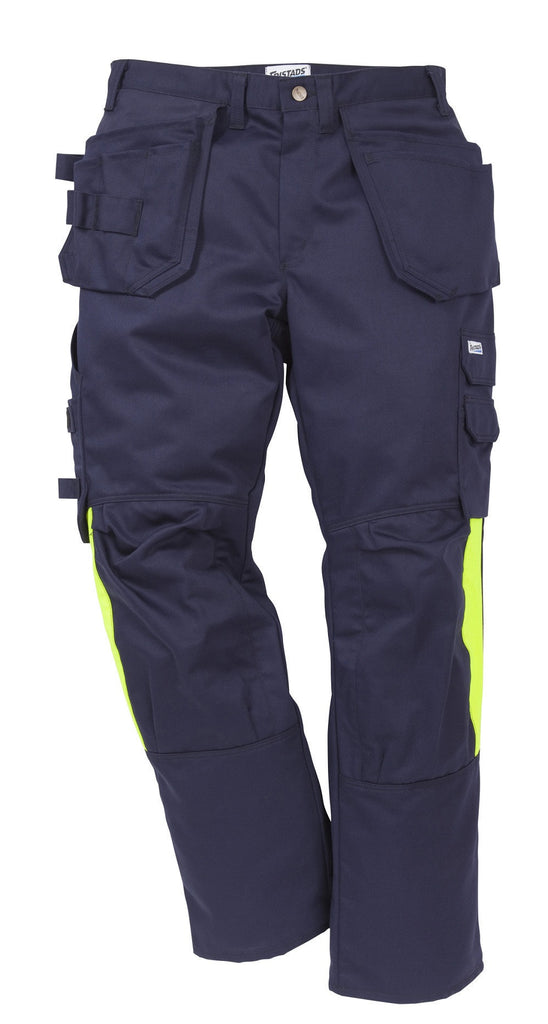 Fristads Kansas 100329 Flam Trousers Dark Navy Yellow By Specific Workwear