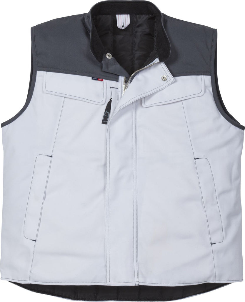 Fristads Kansas 100810 Icon Waistcoat White Grey By Specific Workwear
