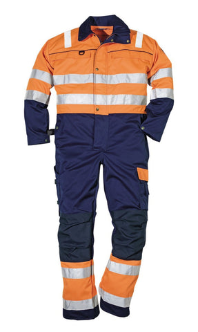 Fristads Kansas 100488 High Visibility Coveralls Orange / Navy